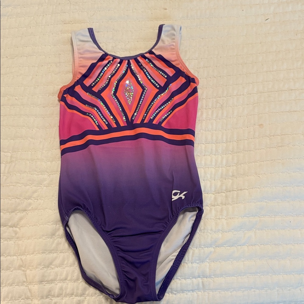 GK Pink and Purple Geometric Leotard